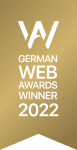 Siegel des German Web Awards 2022 in der Kategorie Gold.